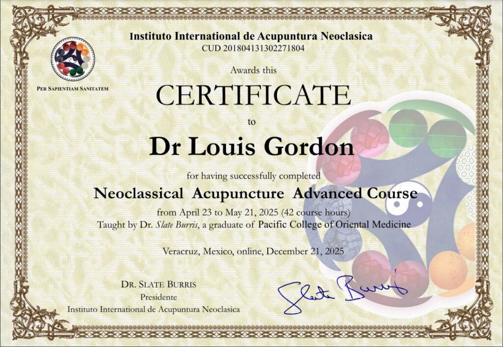 Neoclassical Acupuncture Advanced Course Certificate allows ANTRAC Acupuncture Clinic to treat using Neoclassical Acupuncture in Toowoomba.